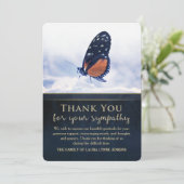 Golden Blue Butterfly Beileid Danke Karte (Stehend Vorderseite)