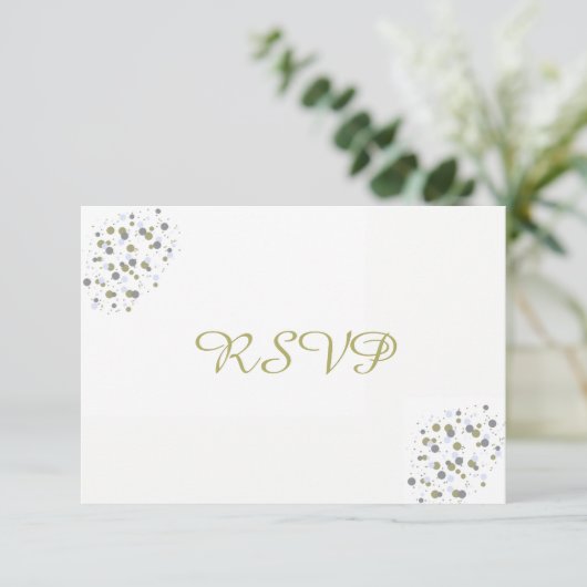 Golden Blue Confetti Dots UAWG RSVP Karte (Stehend Vorderseite)