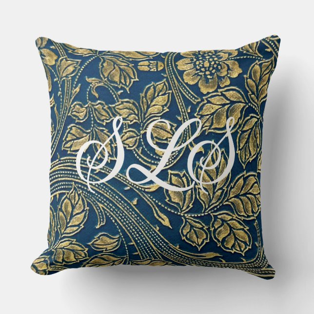 Golden Blue Elegance Kissen (Vorderseite)