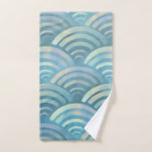 Golden Blue Fish Scales Muster Badhandtuch Set (Handtuch)