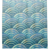 Golden Blue Fish Scales Muster Duschvorhang (Vorderseite)