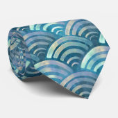 Golden Blue Fish Scales Muster Krawatte (Gerollt)