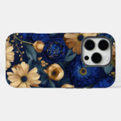 Golden & Blue Floral Opulence Case-Mate iPhone Hülle (Rückseite (Horizontal))