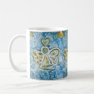 Golden Blue Guardian Angel Art Custom Coffee Mugs Kaffeetasse