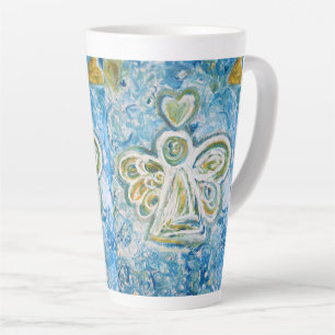 Golden Blue Guardian Angel Custom Latte Cup Tasse