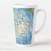 Golden Blue Guardian Angel Custom Latte Cup Tasse (Rechts)