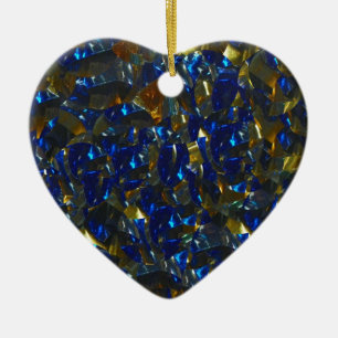 Golden Blue Herz Ornament