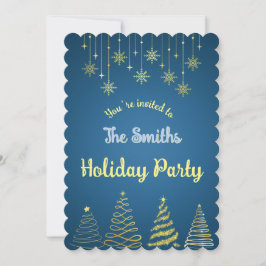 Golden & Blue Holiday Einladung
