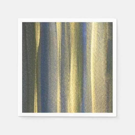 Golden Blue Lines Cocktail Papier Napkins Serviette (Vorderseite)