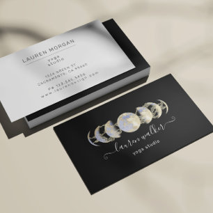Golden Blue Moon Phases Yoga Studio Business Card Visitenkarte