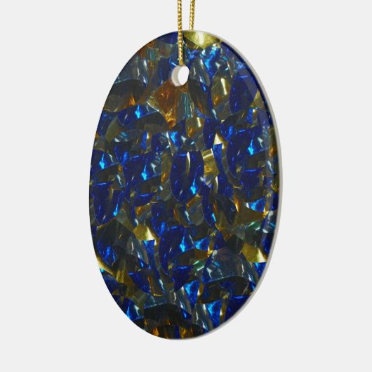 Golden Blue Oval Keramikornament (Links)