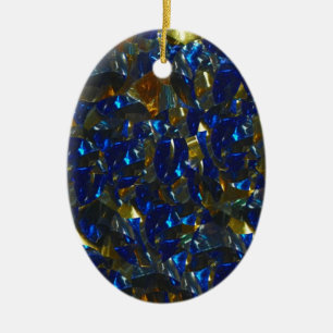 Golden Blue Oval Keramikornament