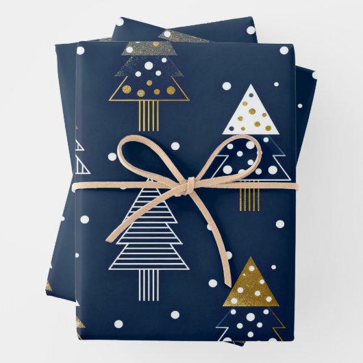 Golden Blue Pine Holiday Geschenkpapier Set (Beispiel)
