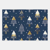 Golden Blue Pine Holiday Geschenkpapier Set (Vorderseite)