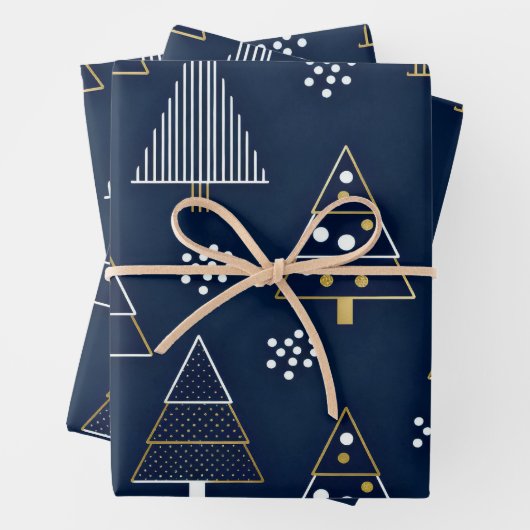 Golden Blue Pine Holiday Geschenkpapier Set (Beispiel)