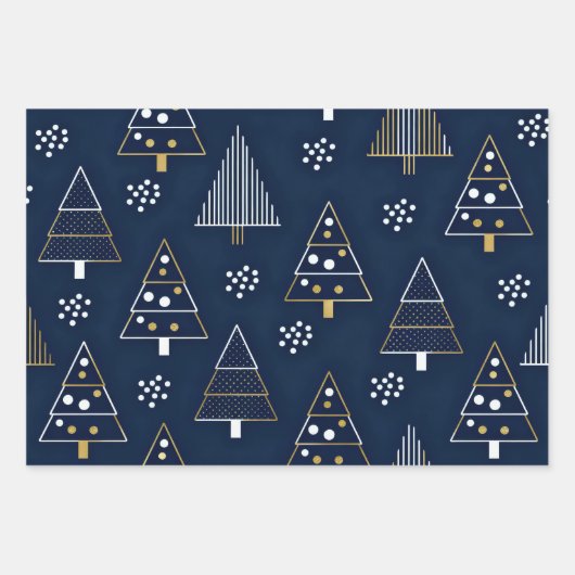 Golden Blue Pine Holiday Geschenkpapier Set (Vorderseite)