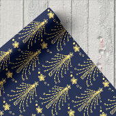 Golden Blue Pine Holiday Packaging Paper Sheets Geschenkpapier Set