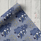 Golden Blue Pine Holiday Packaging Paper Sheets Geschenkpapier Set