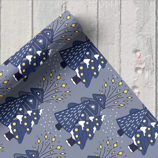 Golden Blue Pine Holiday Packaging Paper Sheets Geschenkpapier Set