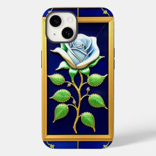 Golden Blue Rose im dekorativen Rahmen Case-Mate iPhone 14 Hülle