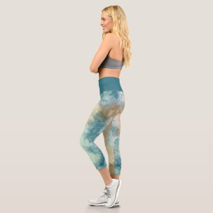 Golden Blue Sky Capri Leggings