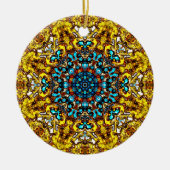 Golden-blue snowflake like pattern (sunset-Joker) Keramik Ornament (Vorne)