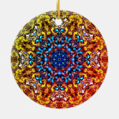 Golden-blue snowflake like pattern (sunset-Joker) Keramik Ornament (Hinten)