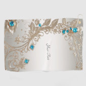 Golden Blue Stones Golf Handtuch (Horizontal)