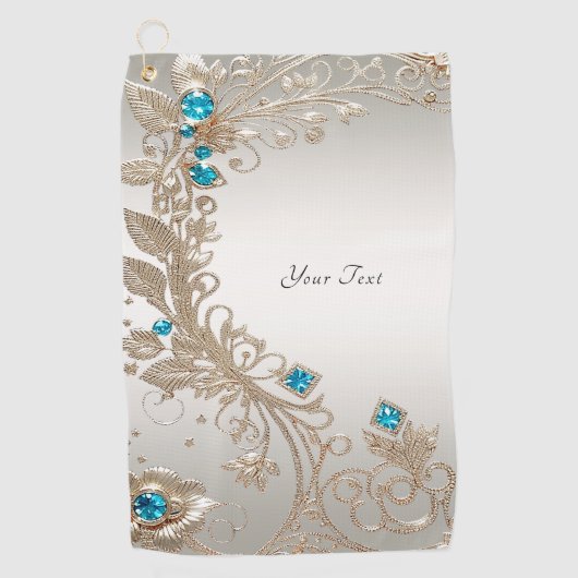 Golden Blue Stones Golf Handtuch (Vorderseite)