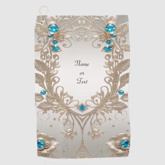 Golden Blue Stones Golf Handtuch (Vorderseite)