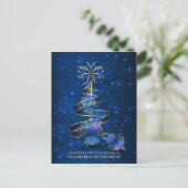 Golden Blue Weihnachtsball Unternehmensgrüße Feiertagspostkarte (Stehend Vorderseite)