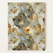 Golden Blues Grays Ink Floral Watercolor Planer (Rückseite)