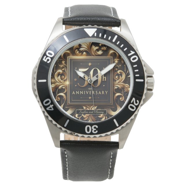 Golden Blüh: 50-jähriges Design Armbanduhr (Vorderseite)
