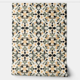 Golden Blüh Petite - Gold, Schwarz, Sage Tapete