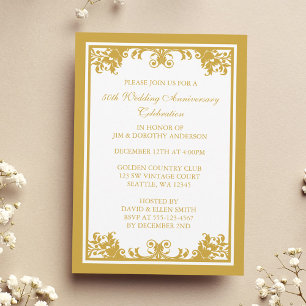 Golden Blüh Scroll zum 50. Hochzeitstag Einladung