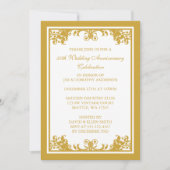 Golden Blüh Scroll zum 50. Hochzeitstag Einladung (Vorderseite)