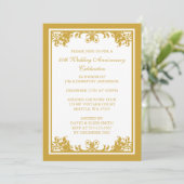 Golden Blüh Scroll zum 50. Hochzeitstag Einladung (Stehend Vorderseite)