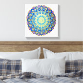 Golden Blume Blue Lila Mandala Leinwanddruck (Insitu (Schlafzimmer))