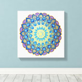 Golden Blume Blue Lila Mandala Leinwanddruck (Insitu (Holzboden))