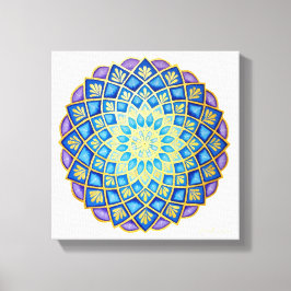 Golden Blume Blue Lila Mandala Leinwanddruck
