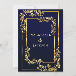 Golden Blume Kranz Rahmen elegantes Hochzeitsdesig Einladung