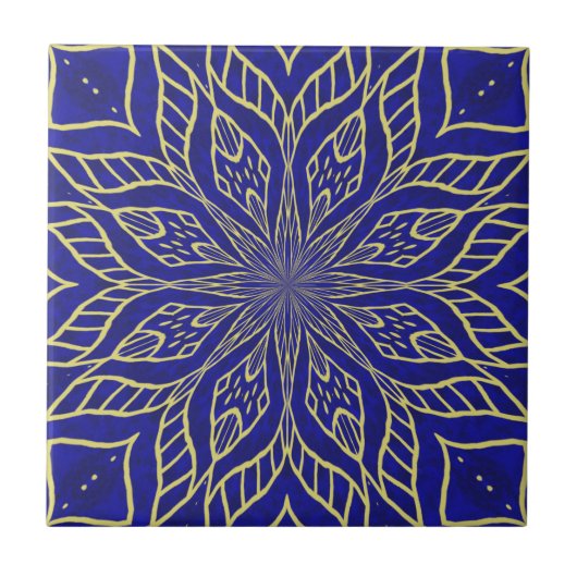 Golden Blume Mandala Fliese (Vorderseite)