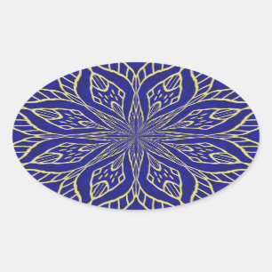 Golden Blume Mandala Ovaler Aufkleber