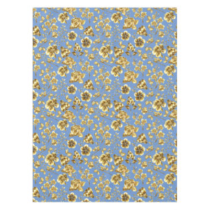 Golden Blume Muster B01 LBlue BG Tischdecke