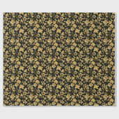 Golden Blume Muster B01 Schwarze BG Geschenkpapier (Flach)