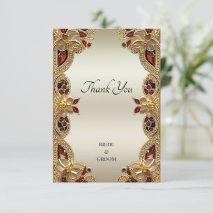 Golden Blume Red Gemstone Danke Karte