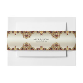 Golden Blume Red Gemstone Einladung Bauchband Einladungsbanderole