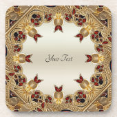 Golden Blume Red Gemstone Hard Plastic Untersetzer (Vorderseite)