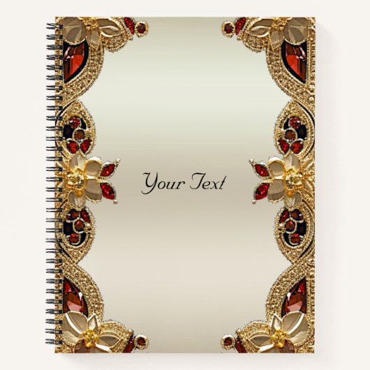 Golden Blume Red Gemstone Notebook Notizblock (Vorderseite)