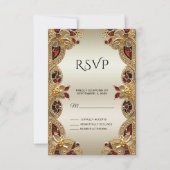 Golden Blume Red Gemstone Splendor RSVP Card Karte (Vorderseite)